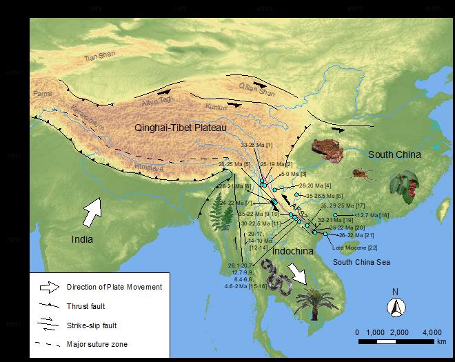 Scientists Clarify the History of the Extrusion of Indochina by Phylogenetic Evidence